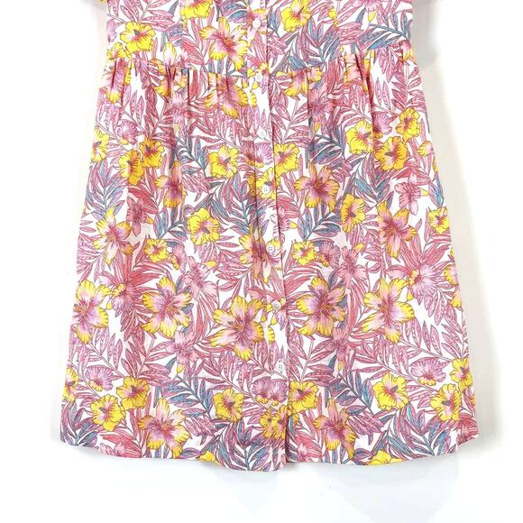 Draper James Fit & Flare Floral Mini 100% Linen Dress Women 6 Cottage Boho Party - Picture 3 of 8